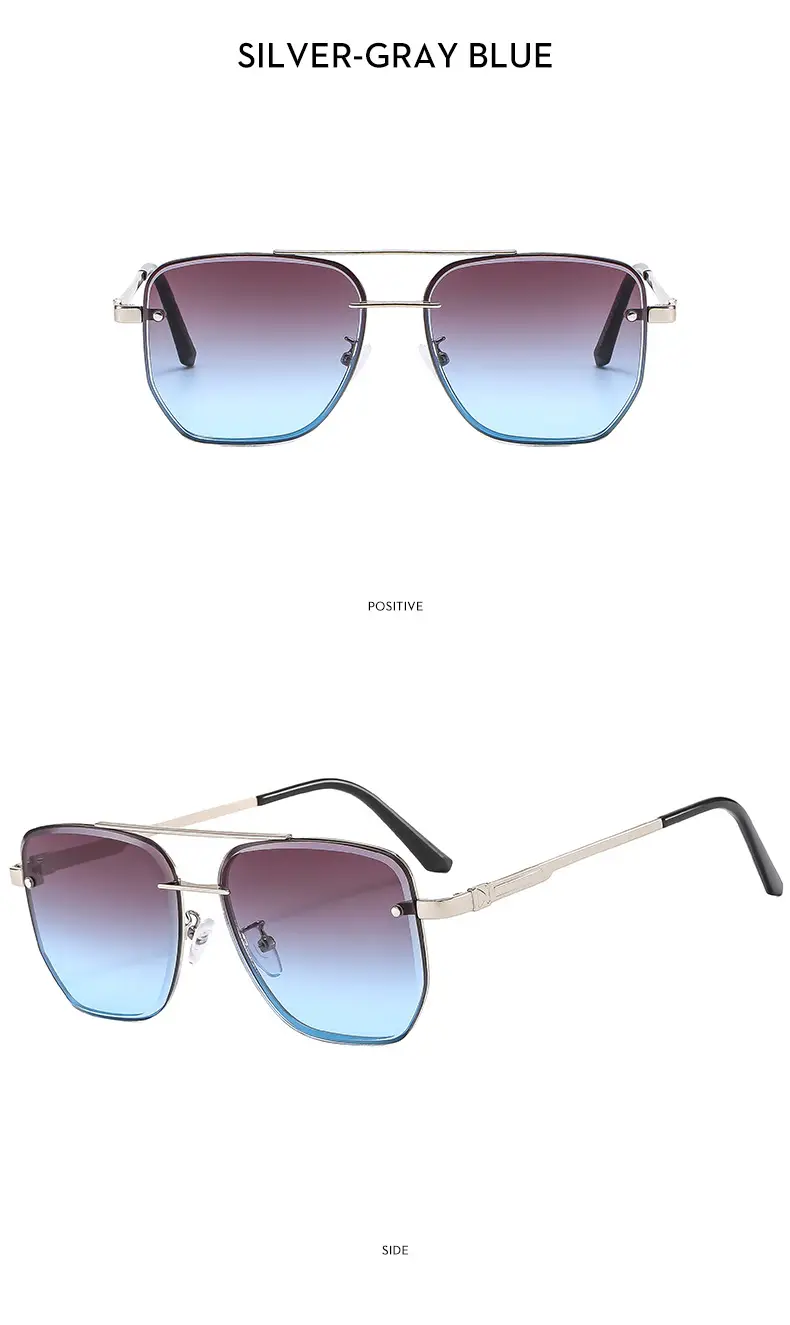 Men Square Metal Sunglasses Brown Gradient Driving Sun Protection β feature 15