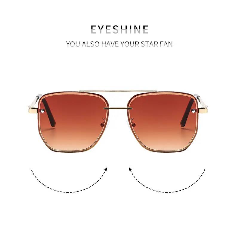 Men Square Metal Sunglasses Brown Gradient Driving Sun Protection β feature 2
