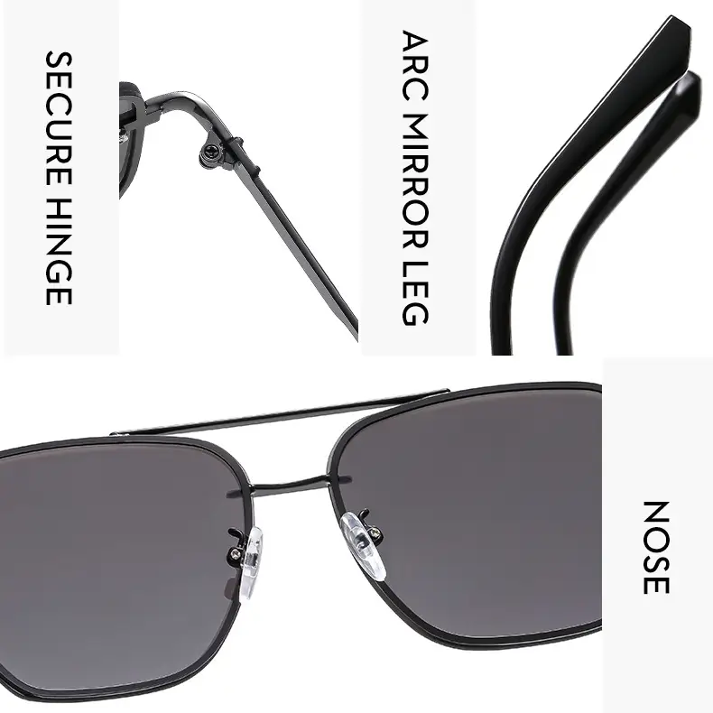 Men Square Metal Sunglasses Brown Gradient Driving Sun Protection β feature 6