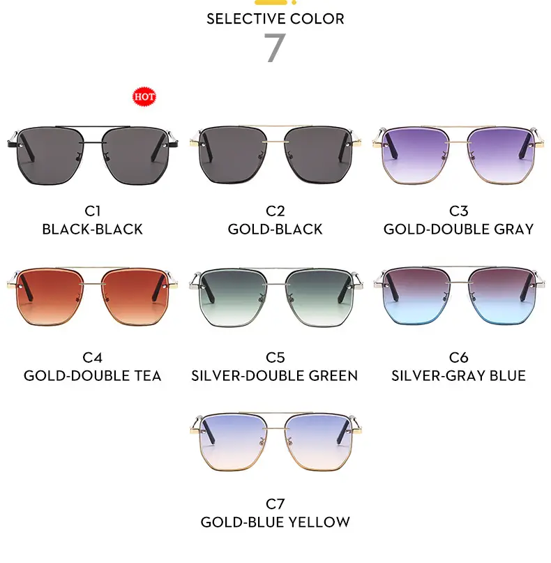 Men Square Metal Sunglasses Brown Gradient Driving Sun Protection β feature 8