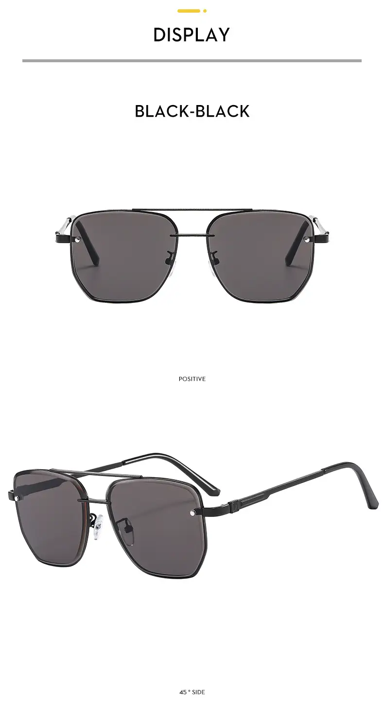 Men Square Metal Sunglasses Brown Gradient Driving Sun Protection β feature 9