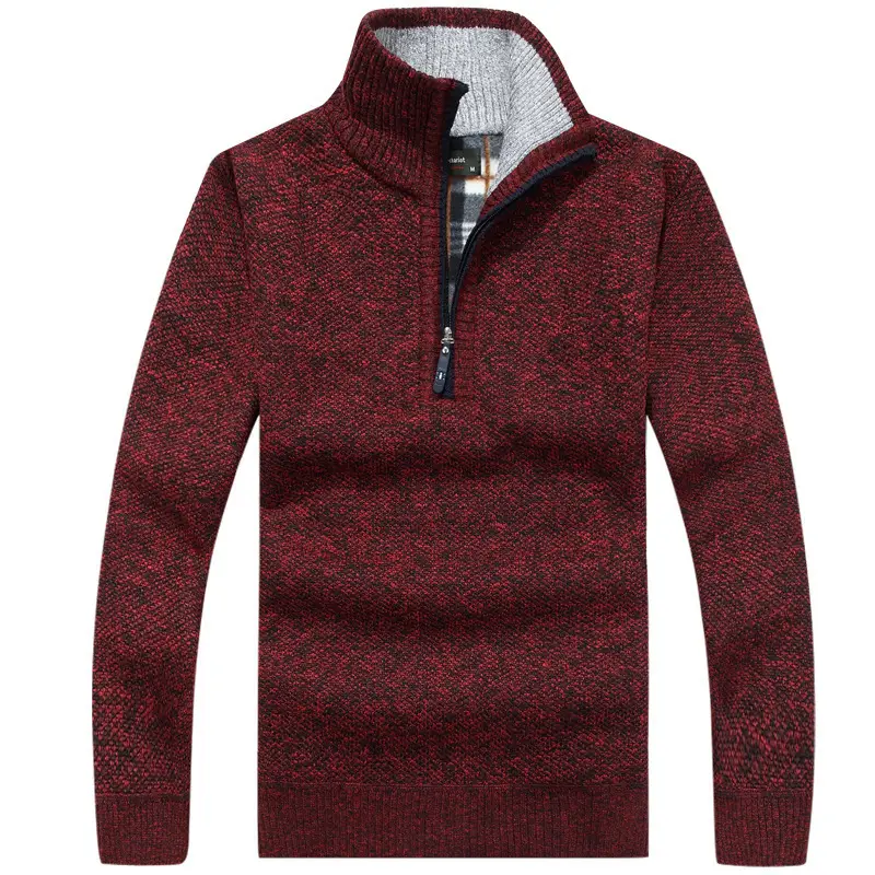 Men Grey Knit Crossbody Zipper Pullover - Image 7