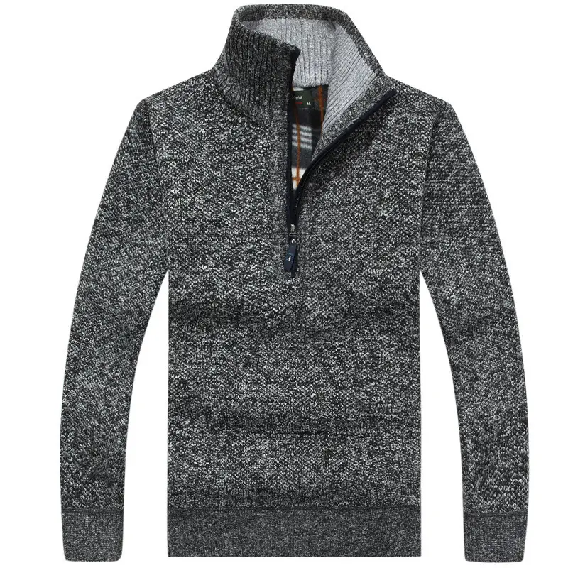 Men Grey Knit Crossbody Zipper Pullover — feature 6