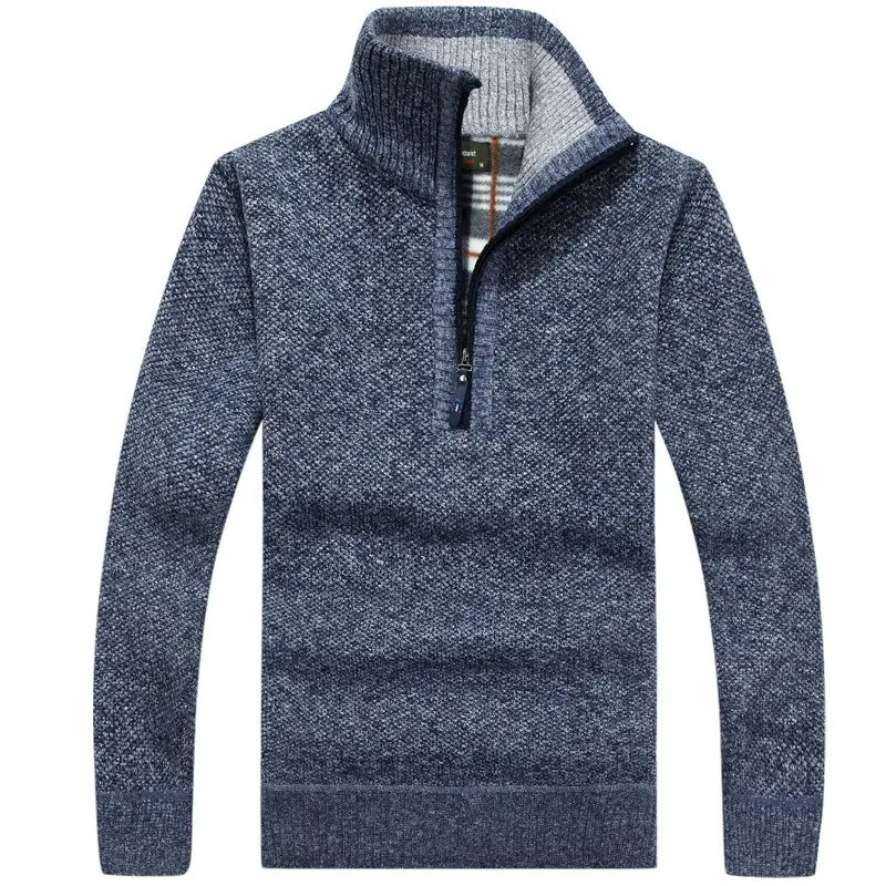 Men Grey Knit Crossbody Zipper Pullover — feature 9