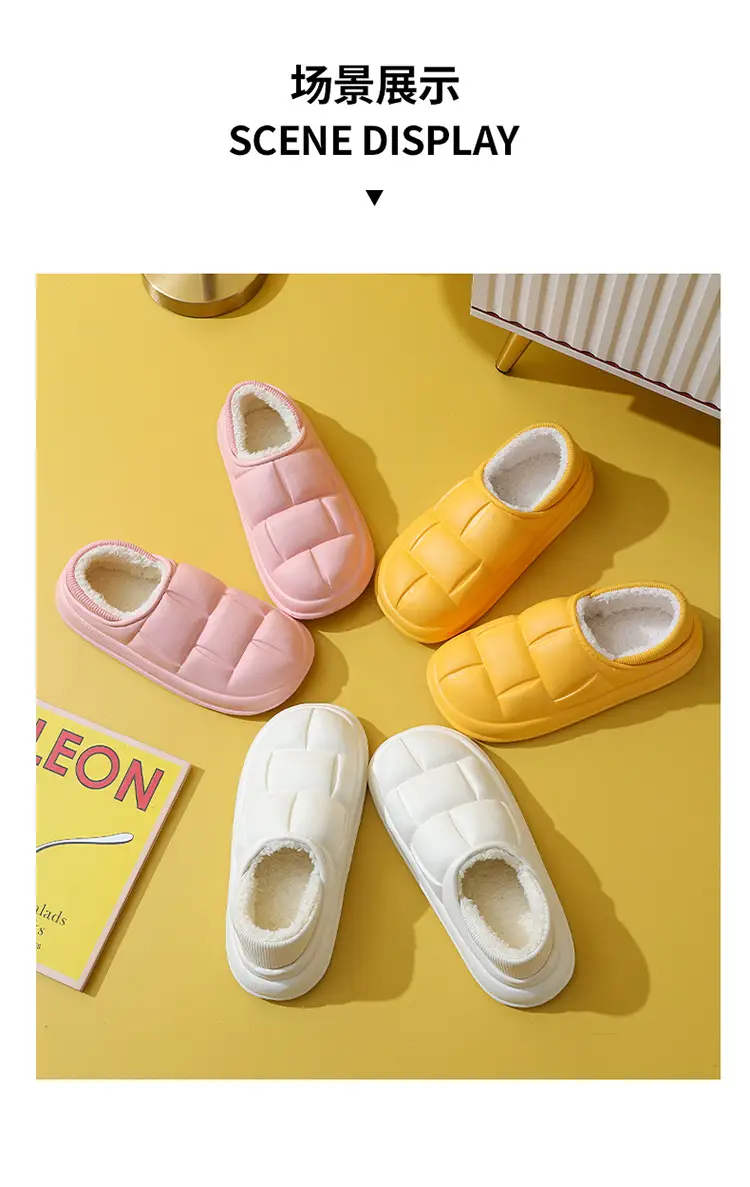 Winter New Cotton Slippers Indoor Home Non-slip Soft Bottom Home Home Couple Same Style Warm and Comfortable Slip-on — feature 12