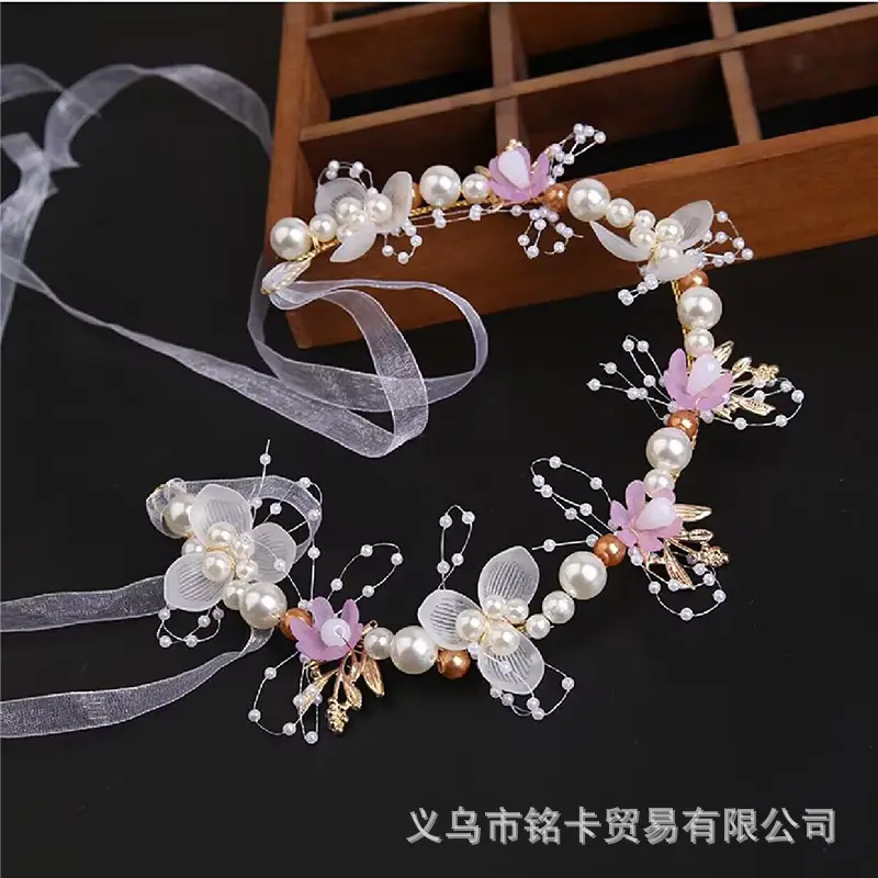 Golden Leaf Hair Comb with Blue Floral Design for Weddings — feature 7