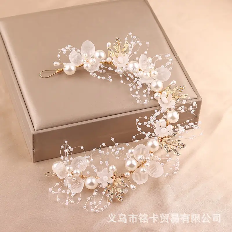 Golden Leaf Hair Comb with Blue Floral Design for Weddings — feature 8