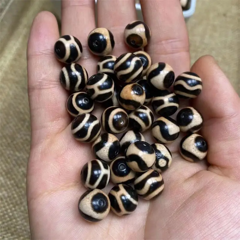 10mm Round Tiger Teeth Beads for DIY Jewelry - Image 2
