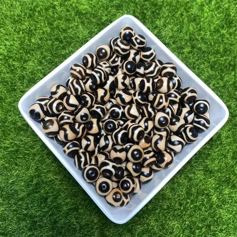 10mm Round Tiger Teeth Beads for DIY Jewelry - Image 3