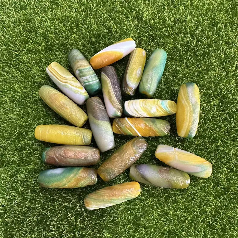 Natural Silk Agate Stones 40mm High Oil Coated Matte - Image 2