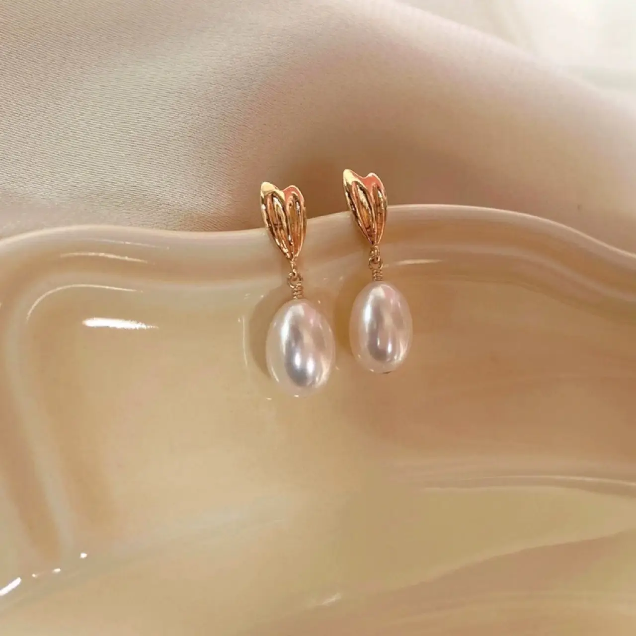 Pearl Earrings with Rice Beads 925 Silver - Image 2