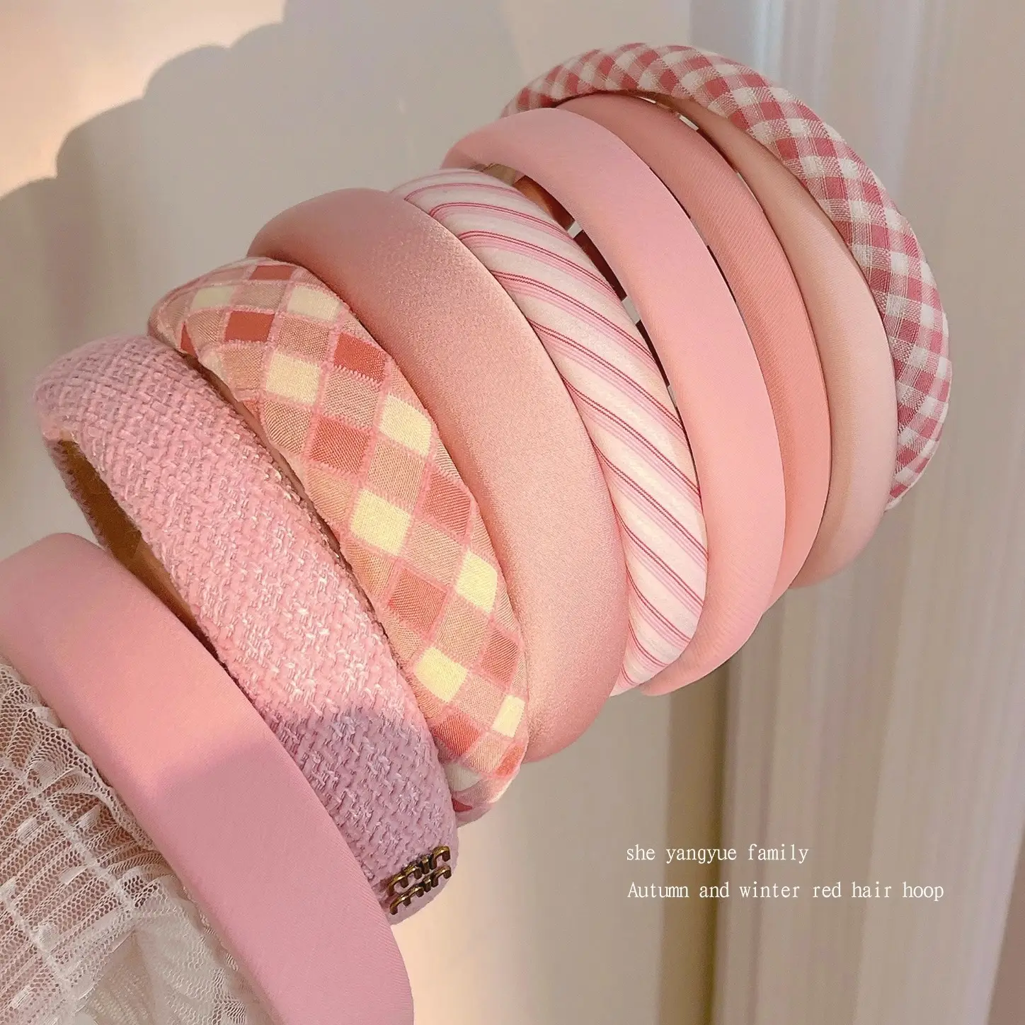 Pink Wide Edge Skull Top Hairpin Headband - Image 36