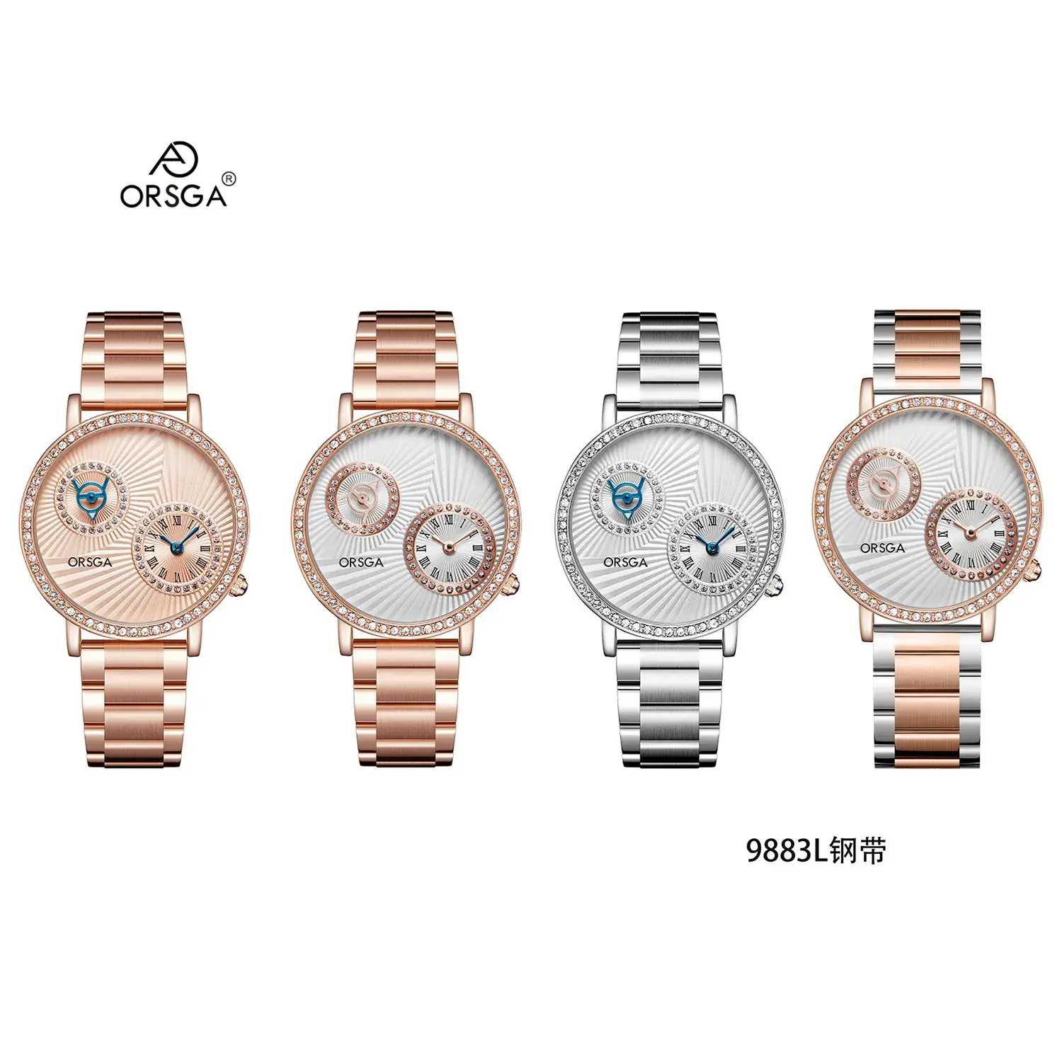 Oshica Women's Quartz Watch with Diamond Dial & Brown Strap - Image 21