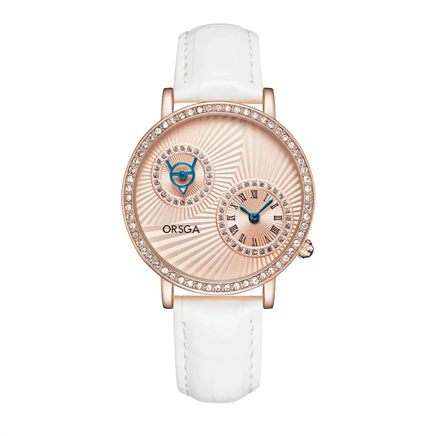Oshica Women's Quartz Watch with Diamond Dial & Brown Strap - Image 10