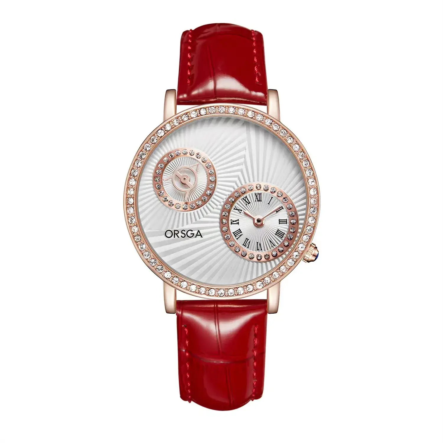 Oshica Women's Quartz Watch with Diamond Dial & Brown Strap - Image 11