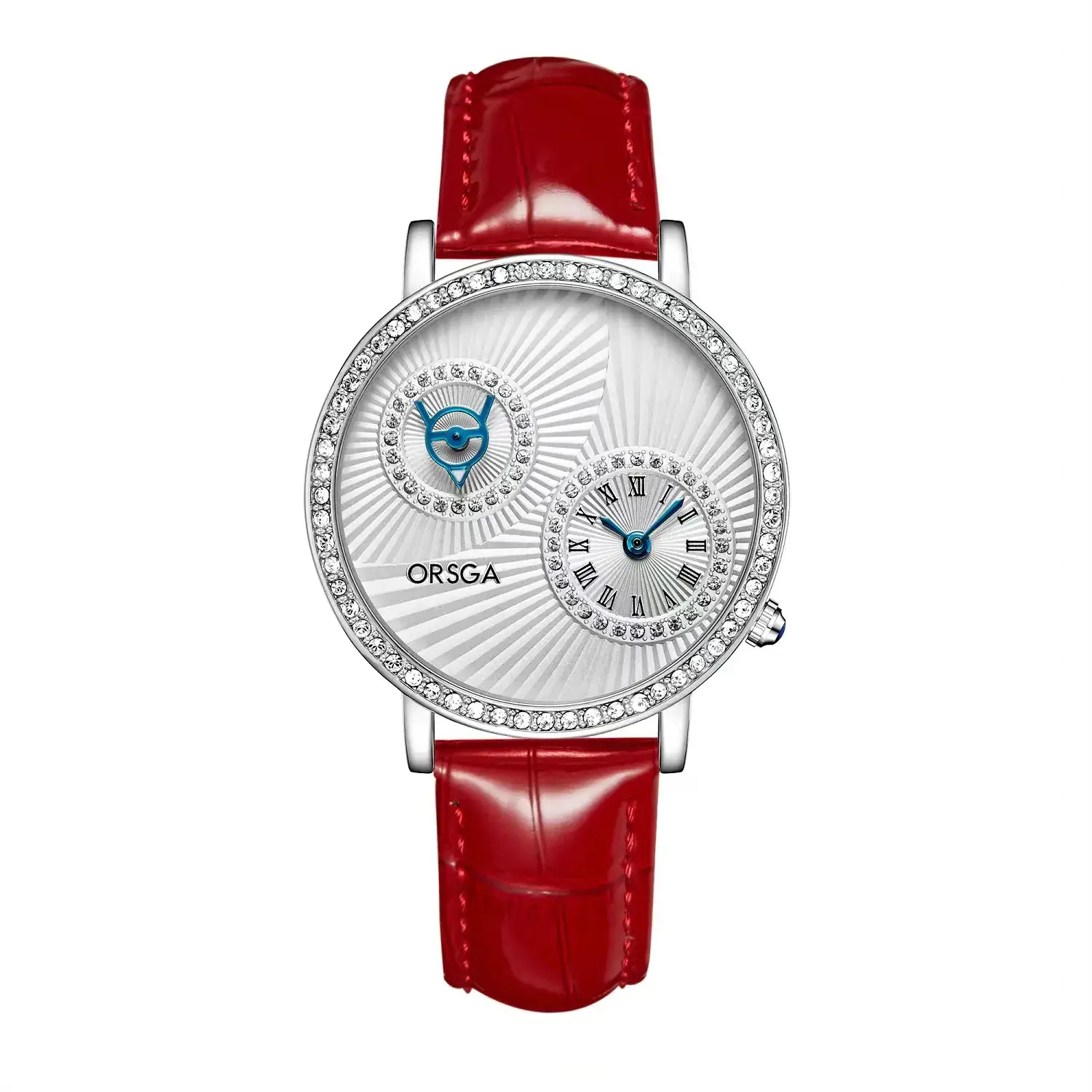 Oshica Women's Quartz Watch with Diamond Dial & Brown Strap - Image 6