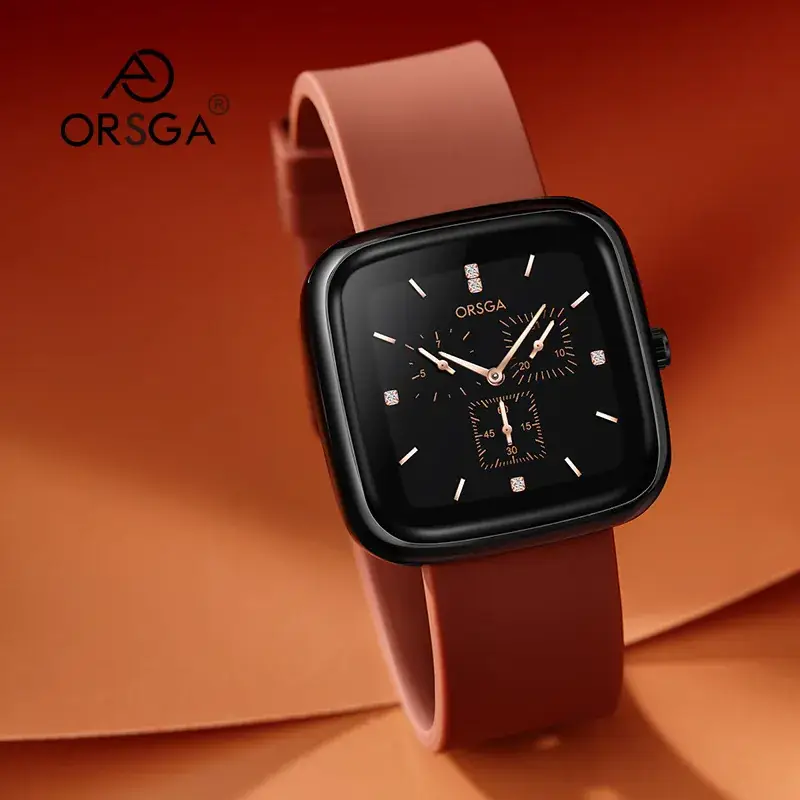 ORSGA Red Silicone Women's Watch with Square Face & Diamond Dial - Image 22