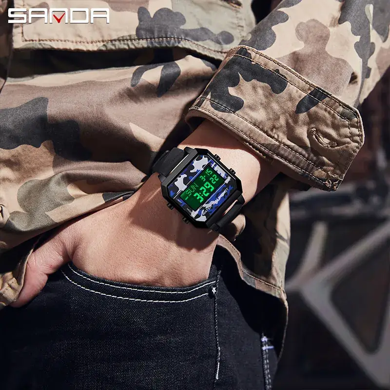 Sanda Men's Digital Watch Red Black Gold Silver Waterproof - Image 8