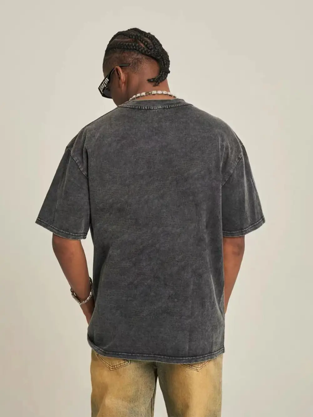 Men Purple Distressed Wash T-Shirt 230g - Image 18