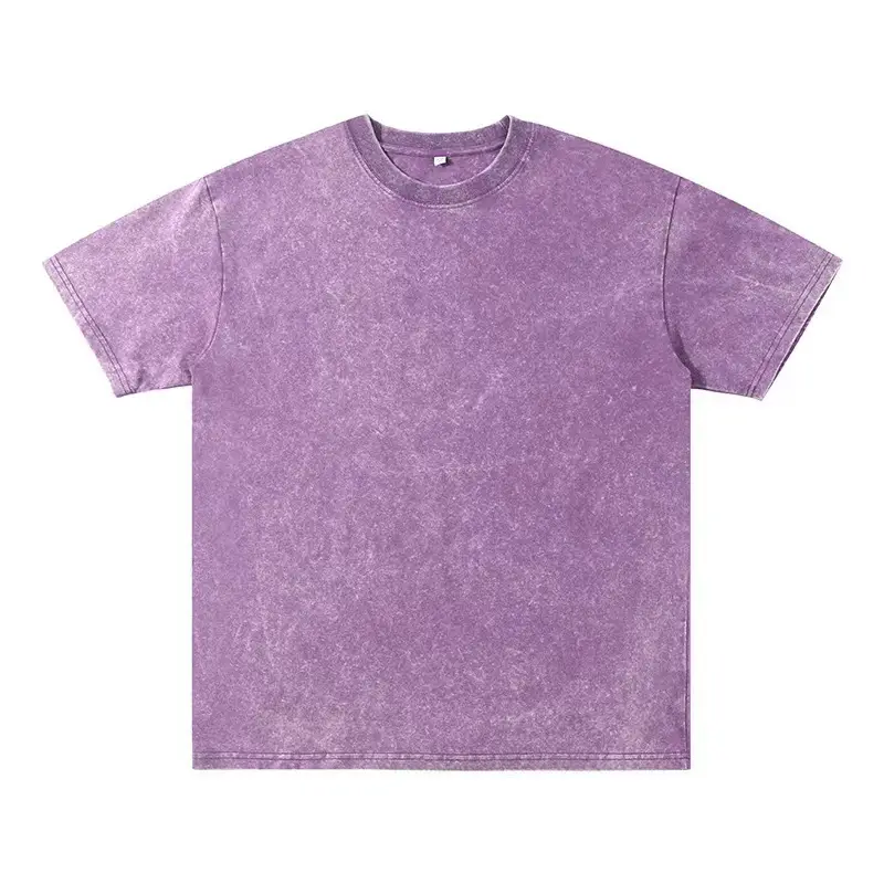 Men Purple Distressed Wash T-Shirt 230g — feature 17