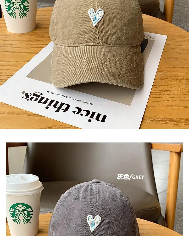 Blue Heart Embroidered Baseball Cap for Girls — feature 30