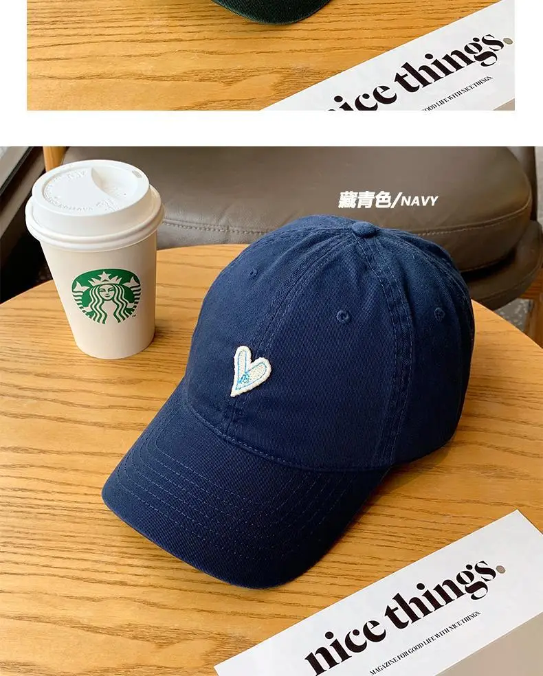 Blue Heart Embroidered Baseball Cap for Girls — feature 37