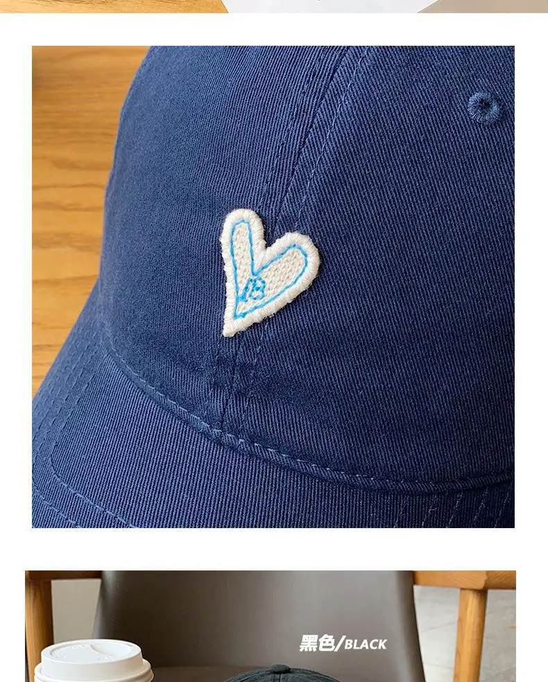 Blue Heart Embroidered Baseball Cap for Girls — feature 38