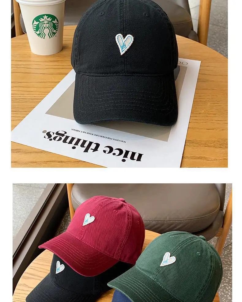Blue Heart Embroidered Baseball Cap for Girls — feature 39