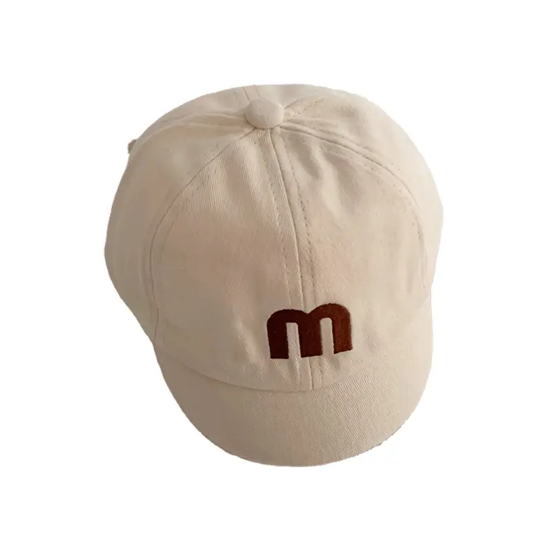 Children's Embroidered Peaked Cap Brown Winter Short Bristle
