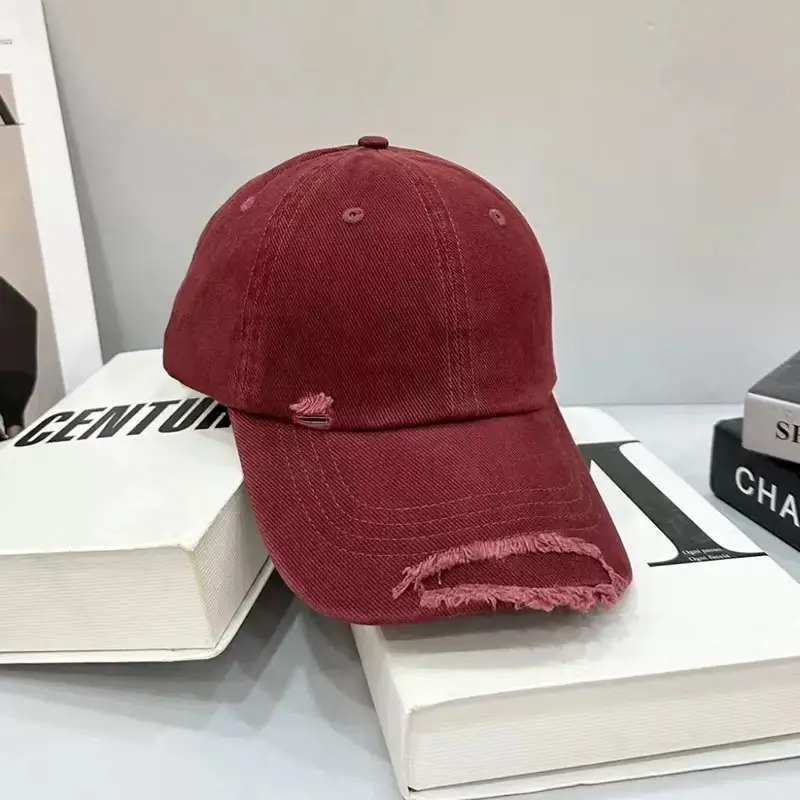 Korean Trendy Distressed Denim Cap for Men Women