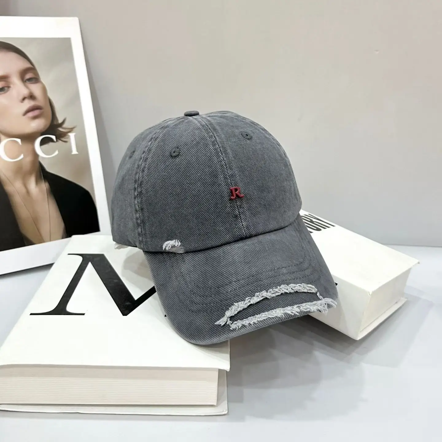 Korean Trendy Distressed Denim Cap for Men Women