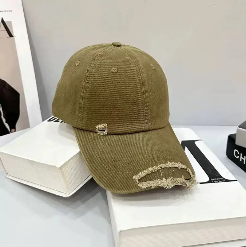 Korean Trendy Distressed Denim Cap for Men Women