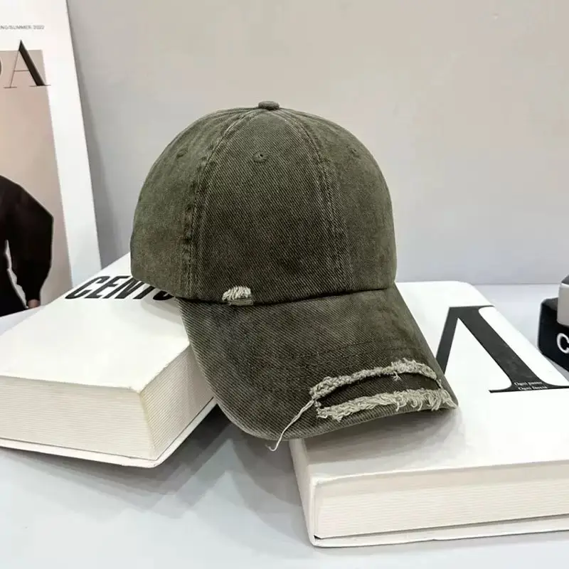 Korean Trendy Distressed Denim Cap for Men Women