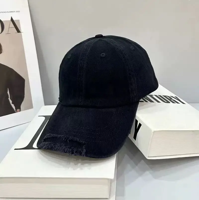 Korean Trendy Distressed Denim Cap for Men Women