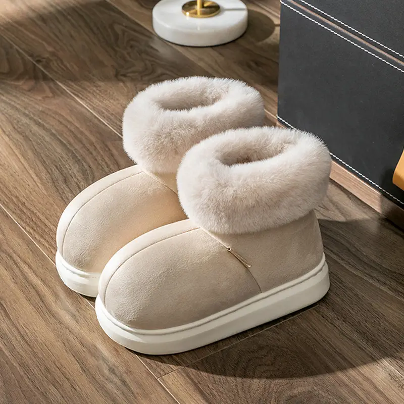 Douyin Internet Celebrity Popular Thick-Soled Warm Fleece-Lined Home High-Top Couple Cotton Slippers Home Confinement Shoes for Women - Image 7