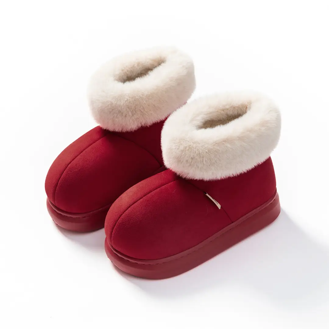 Douyin Internet Celebrity Popular Thick-Soled Warm Fleece-Lined Home High-Top Couple Cotton Slippers Home Confinement Shoes for Women - Image 9