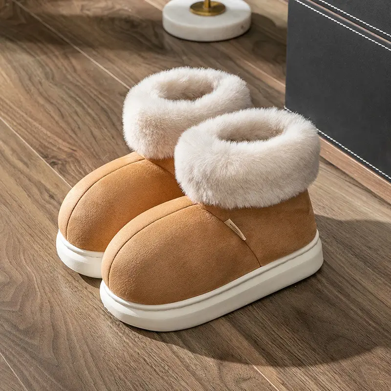 Cotton slippers women's winter thick-soled room fleece-lined home bag heel confinement cotton-padded shoes big fur mouth autumn and winter warm