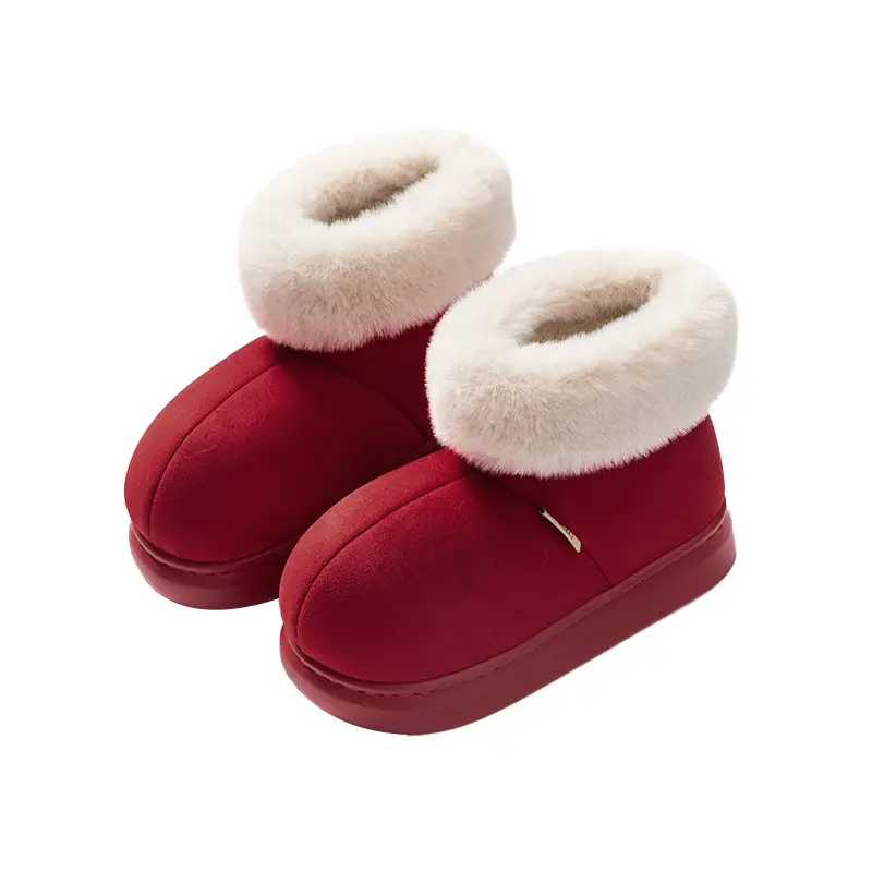 Cotton slippers women's winter thick-soled room fleece-lined home bag heel confinement cotton-padded shoes big fur mouth autumn and winter warm
