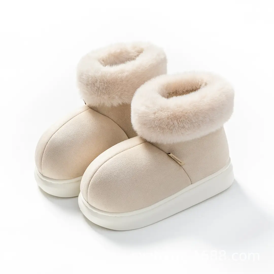 Cotton slippers women's winter thick-soled room fleece-lined home bag heel confinement cotton-padded shoes big fur mouth autumn and winter warm