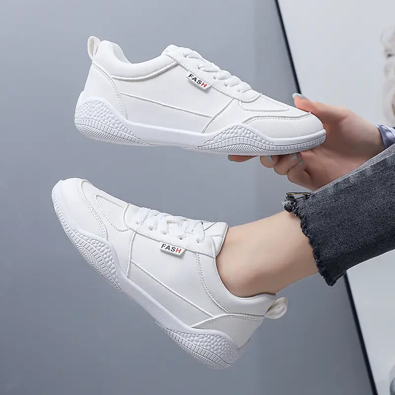 Women Leather White Casual Sneakers 2023 - Image 3
