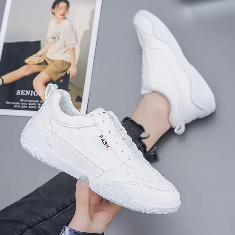 Women Leather White Casual Sneakers 2023 - Image 2