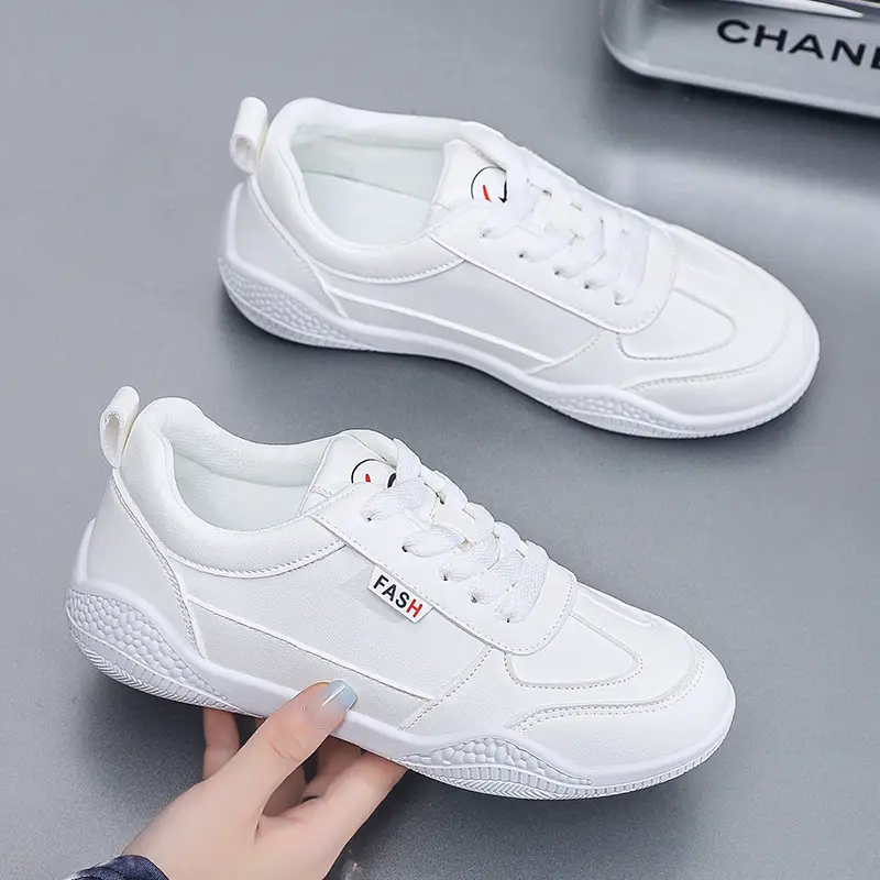 Women Leather White Casual Sneakers 2023 - Image 4