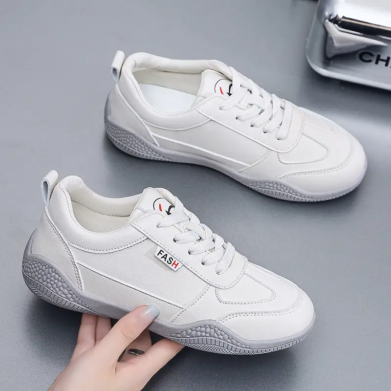 Women Leather White Casual Sneakers 2023 - Image 5