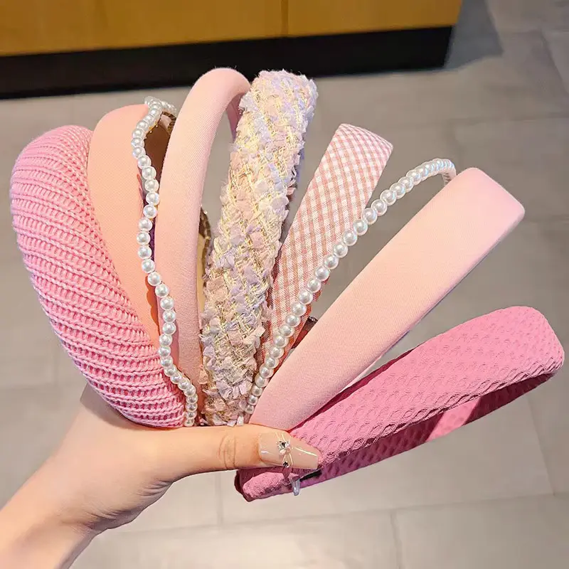 Dopamine Pink Hair Hoop Women High Cranial Top Pressure