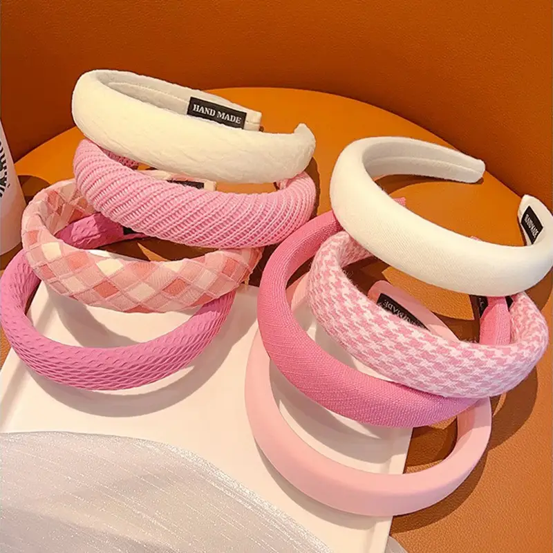 Dopamine Pink Hair Hoop Women High Cranial Top Pressure