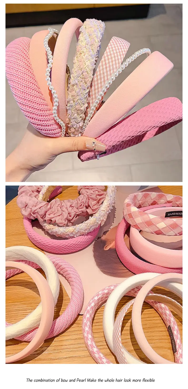 Dopamine Pink Hair Hoop Women High Cranial Top Pressure — feature 15