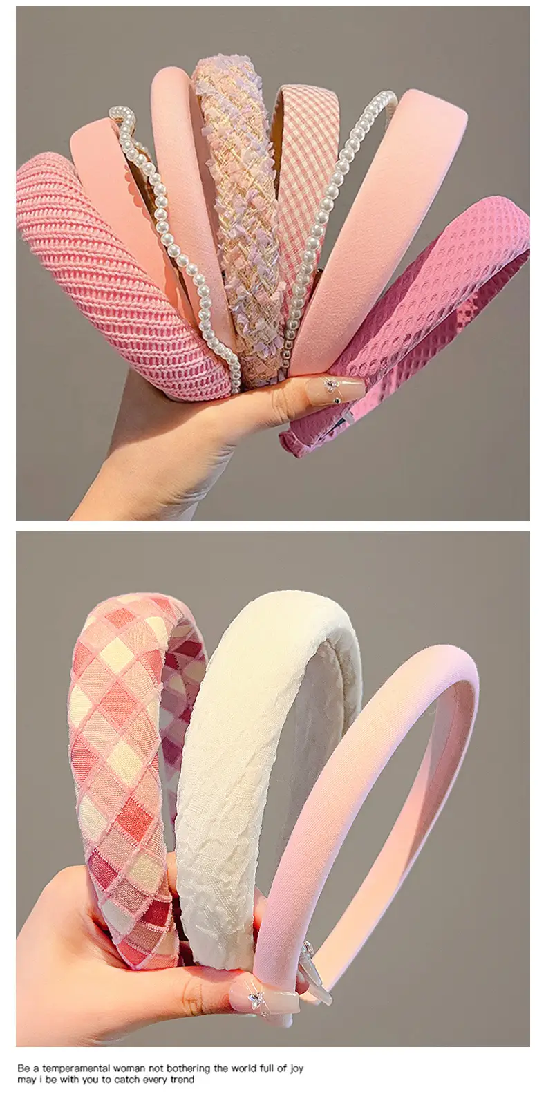 Dopamine Pink Hair Hoop Women High Cranial Top Pressure — feature 17