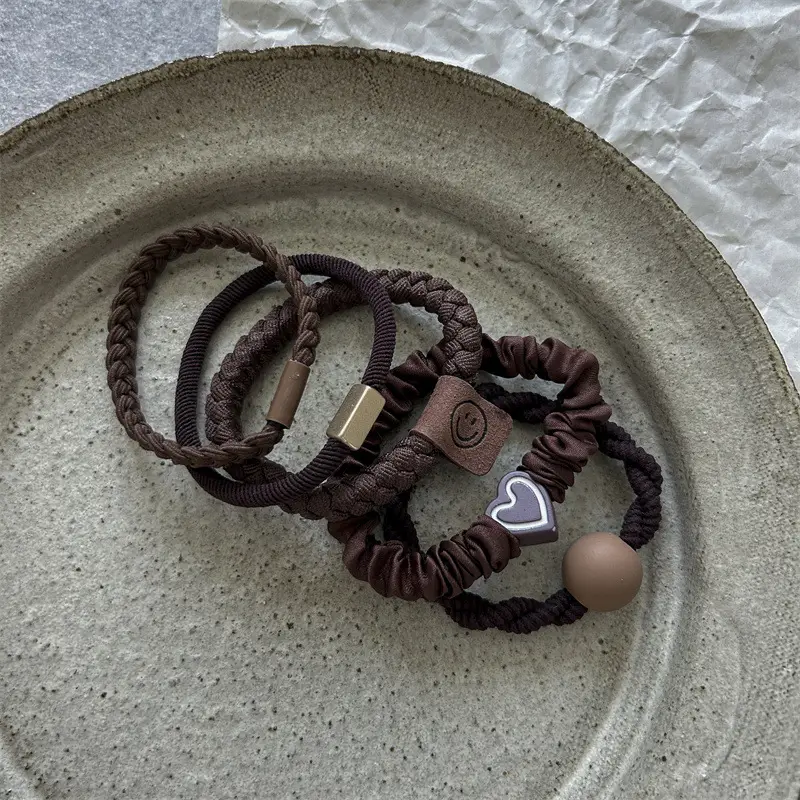 Milk Brown Hair Bands Set of 5 for Girls