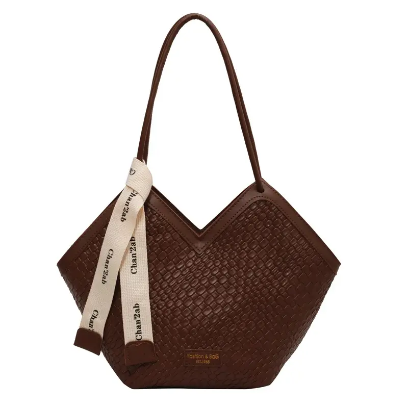 Women Retro Quilted Shoulder Bag Brown White 2024 - Image 2