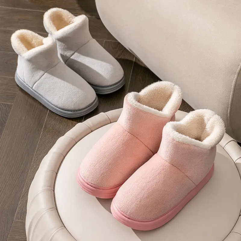 High-top Cotton Slippers Women's Bag Heel Winter Home Indoor Warm Wool Slippers Non-slip Plush Cotton Shoes Winter - Image 11